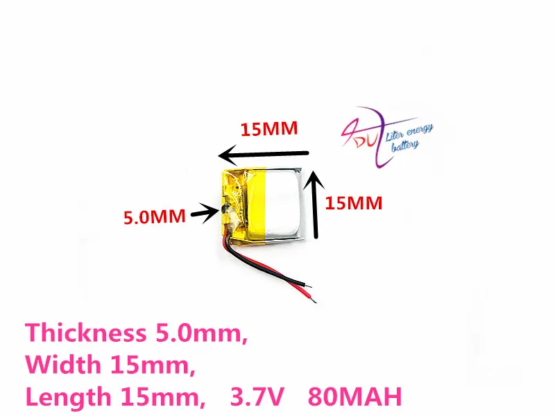 Najlepšia značka batérie 3,7 V Polymérna lítiová batéria 501515 80 mAh Bluetooth Headset Small Toy Wireless Headset 80mAh