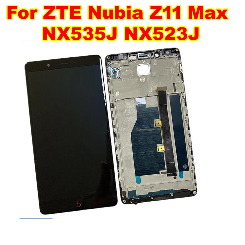 Najlepší pracovný sklenený senzor pre ZTE Nubia Z11 Max NX535J NX523J LCD DISPLEY DISPITION DIGITIZERISTA S MONTÁCIU S RÁMU PANTALLA