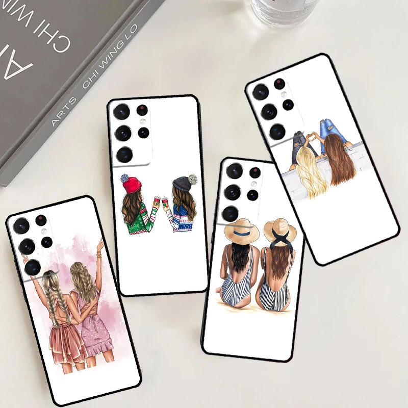 Najlepší priatelia BFF Matching Funda pre Samsung Galaxy S24 S23 S22 Ultra Plus S20 S21 Fe S8 S9 S10 Poznámka 10 20