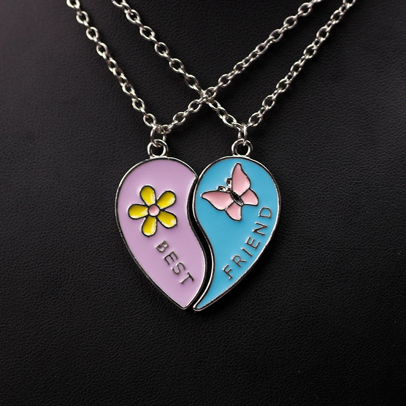 Najlepší priateľ náhrdelník farebný motýľ BFF Priateľstvo prívesok Boys and Girls Birthday Jewelry Darček maloobchod a veľkoobchod