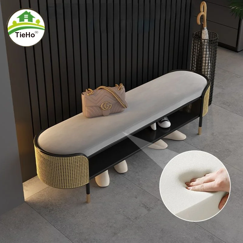 Najnovšia talianska kreatívna zamatová topánka Stool Luxusná moderná minimalistická topánka Otmanská obývacia izba na lavičku s obuvou