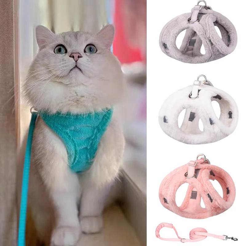 Najnovšie králičie kožušinové zväzky pre mačky pre mačky zima zima zahustená mačacie postroje Sphynx Katten Kedi Mascotas príslušenstvo príslušenstvo