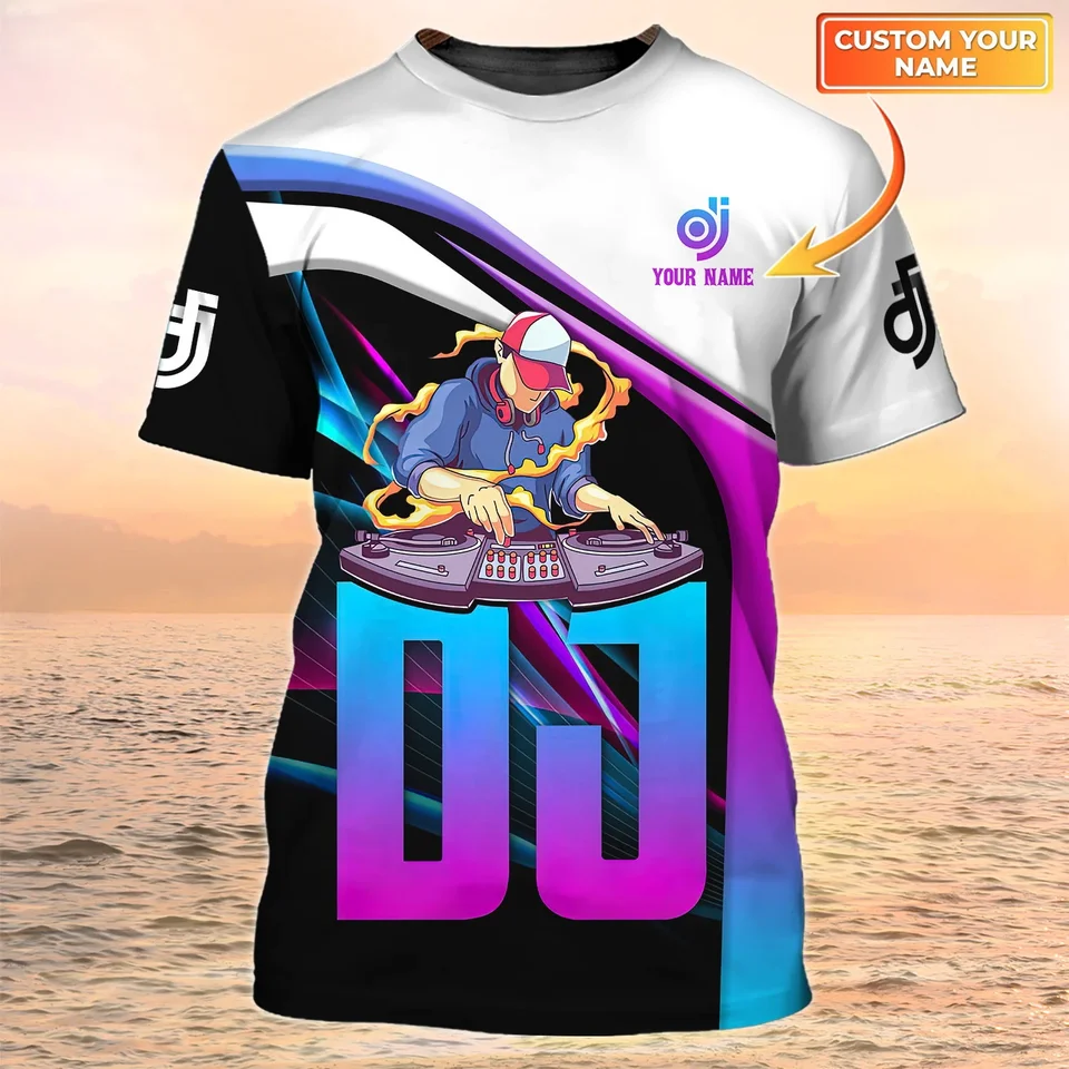 Najnovšie letné módne pánske tričko DJ Personalizované meno DJ Live Disco 3D Tlač THIRNE UNISEX Príležitostné hip hopové tričko DW117