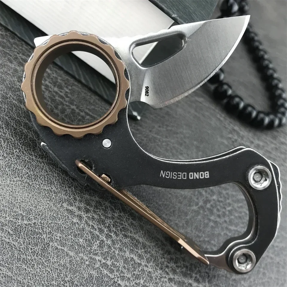 Najnovšie mini CR 9082 Sprievodný reťazec na krk s malými skladacím vreckovým nožom 8cr13mov Blade 420 Oceľové rukoväte vonkajšie kempingové nože EDC
