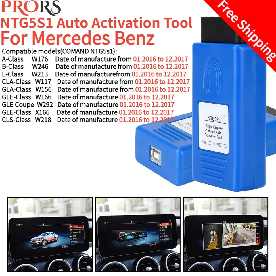 Najnovšie pre Mercedes Benz NTG5 S1 ACO OBD2 Aktivátor CARPLAY NTG5S1 Diagnostický nástroj Automatické iOS/Android DVD Player New Player