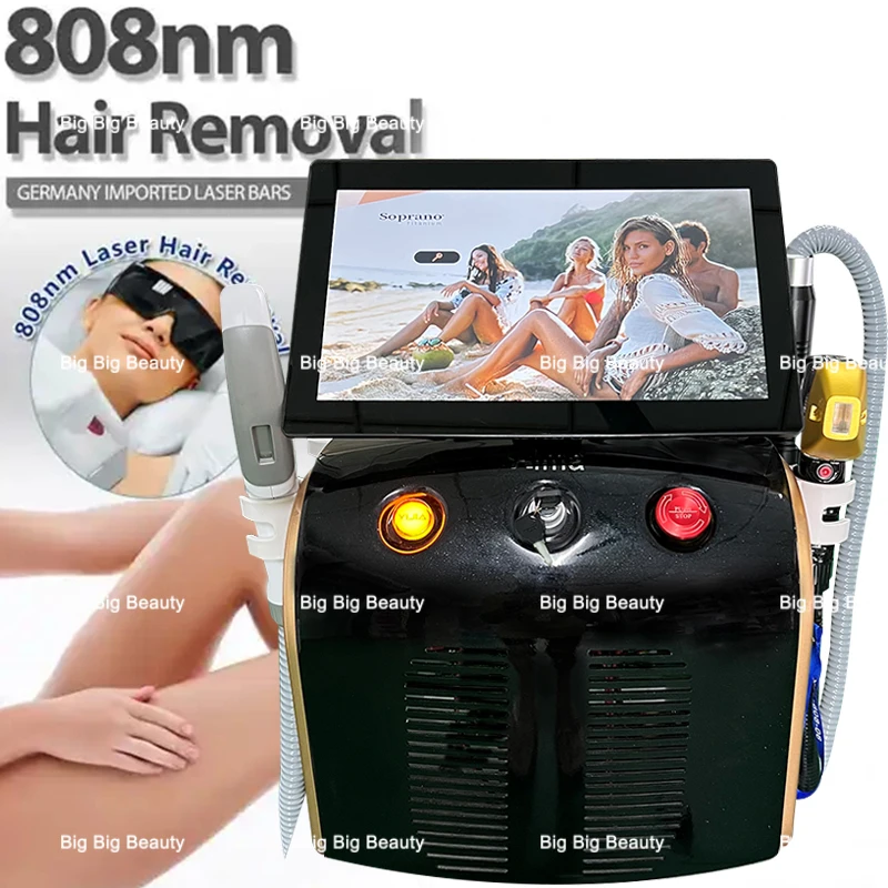 Najnovšie predajné diódy laserové vlasy odstraňovanie vlasov 808 Didoe Laser+RF laser+Pico YAG laser+Opt IPL laser 4 in1