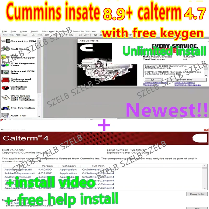 Najnovší diagnostický softvér motora Cummins InSite 8.9.130+ Calterm 4.7 Metafile Free Keygen+ bezplatná pomoc inštalácia+ inštalácia videa