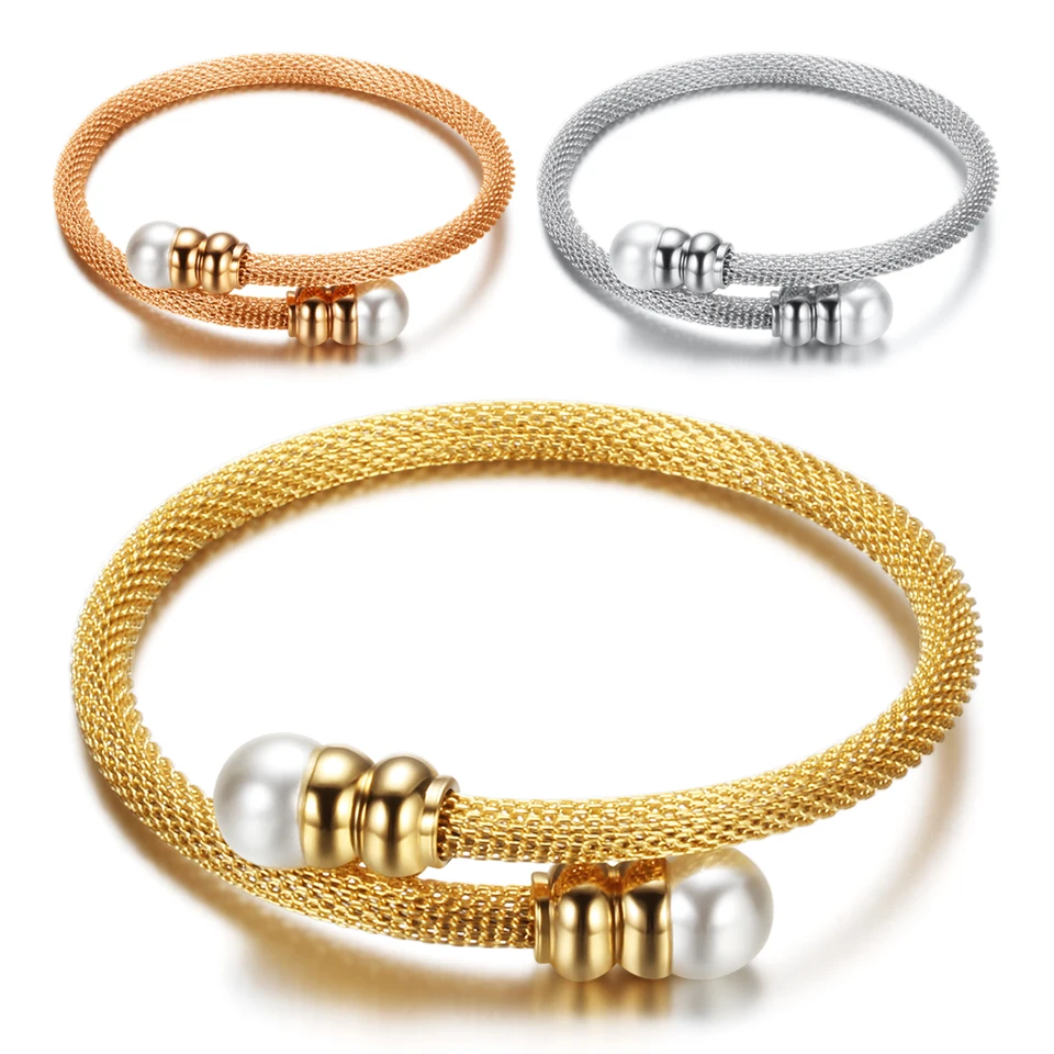 Najnovší dizajn módne perlové náramky Dámske šperky, skrútené reťazce Taliansko Bangles perly šperky, náramok módnej farby