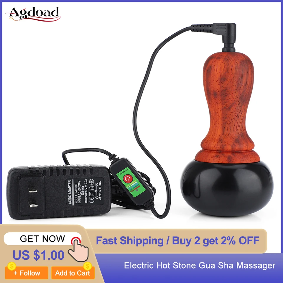 Najnovší elektrický kameň Gua Sha Massager Massas Massage Relax Prírodný kameň ihla Scraping zadný krk svaly kože zdvíhacie kúpele