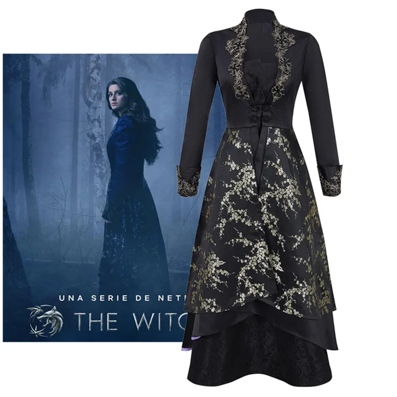 Najnovší Halloween karneval čarodejnica cosplay yennefer kostým luxusný superhrdina čarodejník Yennefer sexy ženy šaty kráľovná outfit sd3516