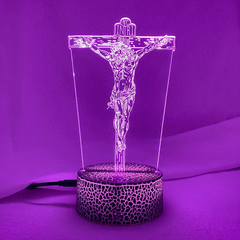 Najnovší kresťanský rešpekt Ježišov v tvare kostola dekoratívne 3D osvetlenie káblové darčeky LED USB nálada nočné svetlo Multicolor stolová lampa