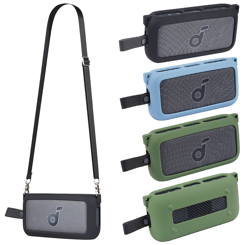 Najnovší mäkký silikónový vonkajší kryt cestovného puzdra s ramenným popruhom pre Anker Soundcore Motion 300 Bezdrôtový reproduktor Bluetooth