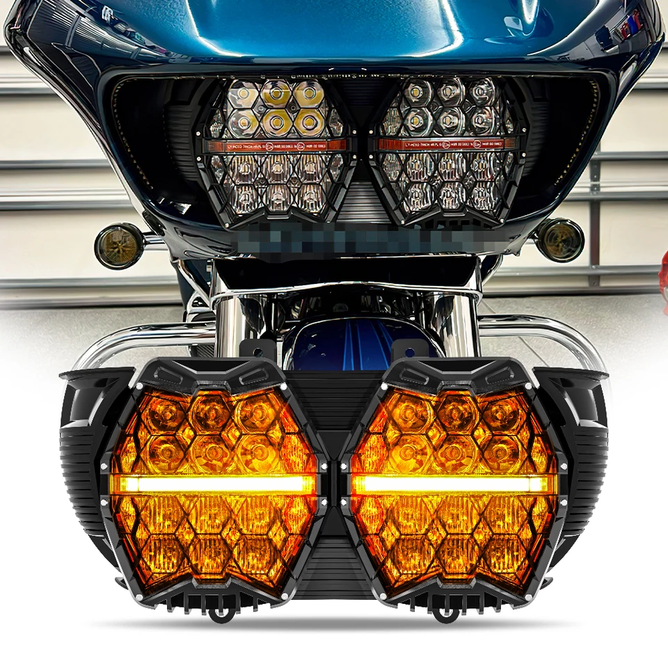 Najnovší svetlomet LED motocykla pre Harley Touring Road Glide Fltr 2015-2023 Vysoký nízky lúč Amber DRL 12V LED svetlometový príslušenstvo