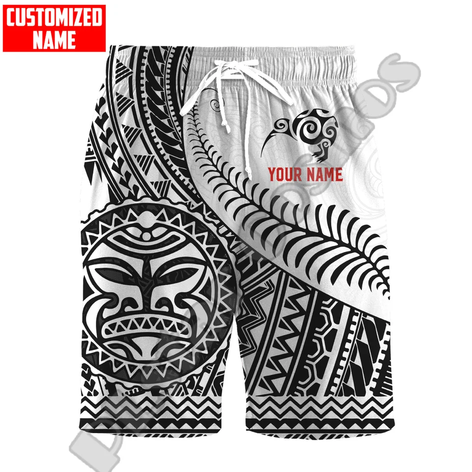Najnovší vlastný názov Nový Zéland Maori Aotearoa Tattoo Retro 3Dprint Summer Harajuku Streetwear Funny Casy Beach Shorts Pants X5