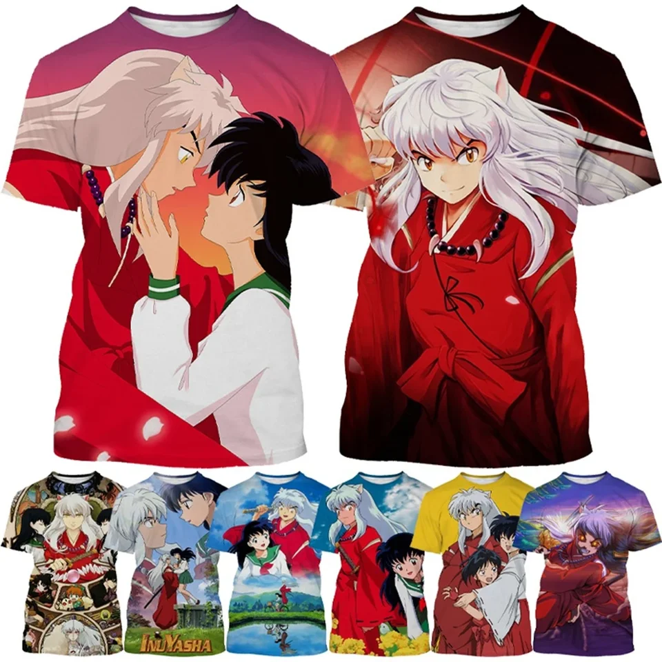 Najnovší štýl anime Inuyasha 3D tlač Tričko Tričko Men a ženy módne príležitostné harajuku v štýle hip-hop ulica Cool Tričko O-krk s
