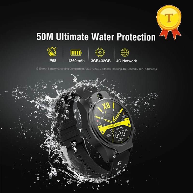 Najpredávanejšie 50 metrov potápanie Swimming Witerproof IP68 Smart Watch 8MP Camera 4G LTE GPS WiFi 1,69 