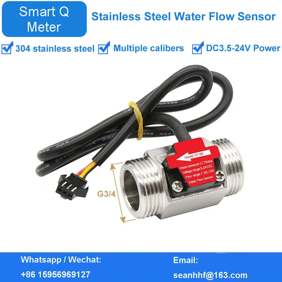 Najpredávanejšie inteligentné z nehrdzavejúcej ocele Flowmeter toku vody Senzor Lacné G1 DN20 DN35 1-30L/min
