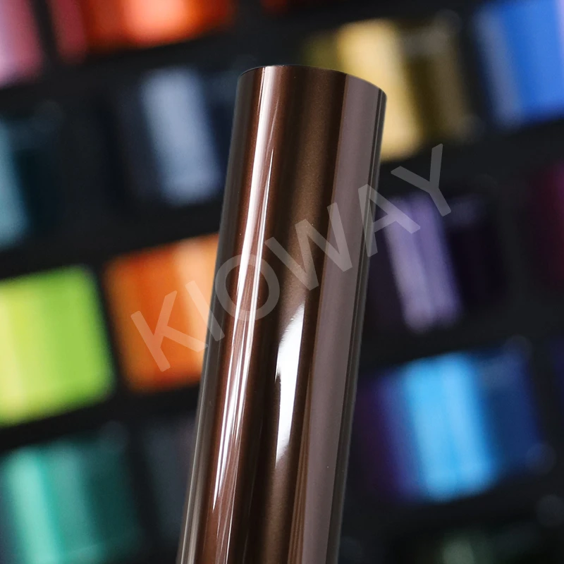 Najvyššia kvalita Gloss Pet Ultra Gloss Paint Metallic Brown Vinyl Wrap (PET Liner) Lesklá kovová hnedá vinylová kvalita záruka