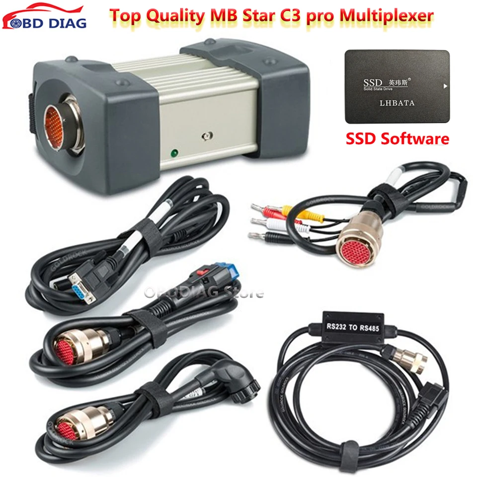 Najvyššia kvalita MB Star C3 Pro Full Set Auto Diagnostic Tool pre Mutiplexer Benz-Xentry Star C3 so softvérom HDD/ SSD zadarmo loď