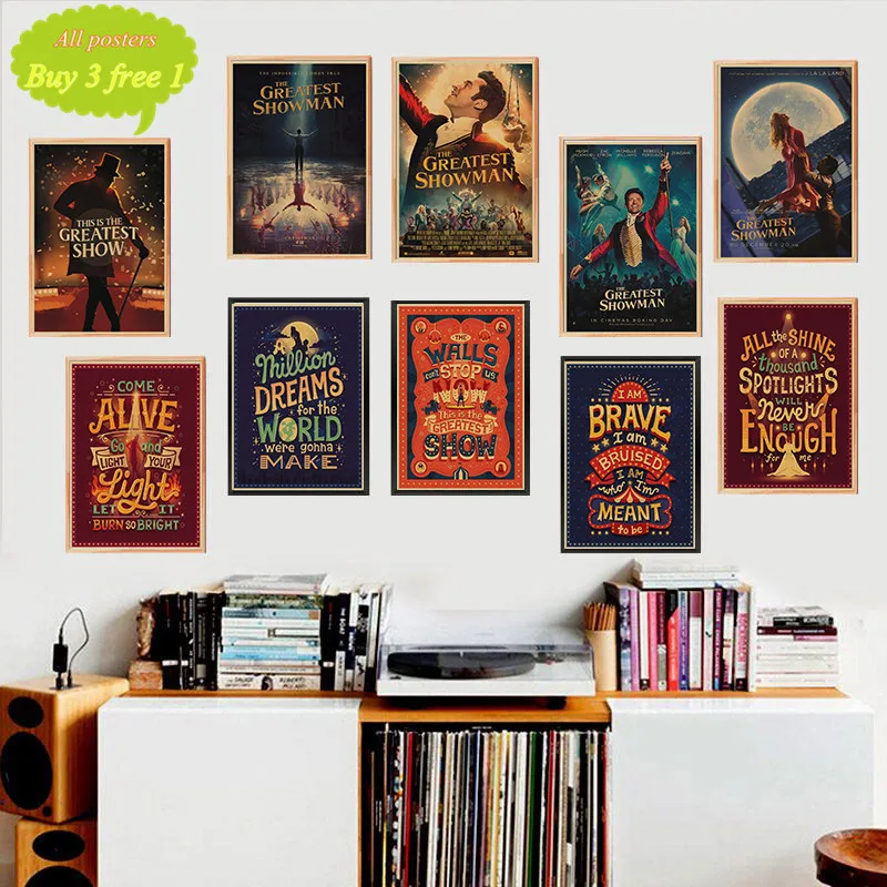 Najväčší showman Kraft Paper Wall Wall Art retro filmové pozície Clear Image Home Decoration Stretrenia na stenu