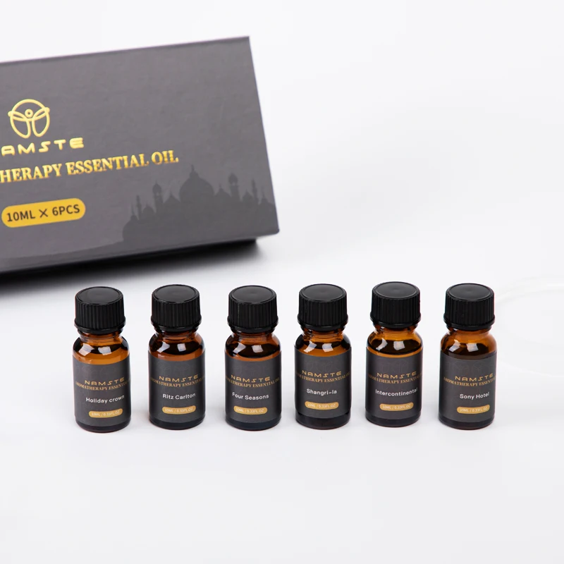 NAMSTE AUR AIR FESTRENER LUXURY 6-balení prémiový kolekcia hotela Vzasné oleje pre aromaterapeutický stroj