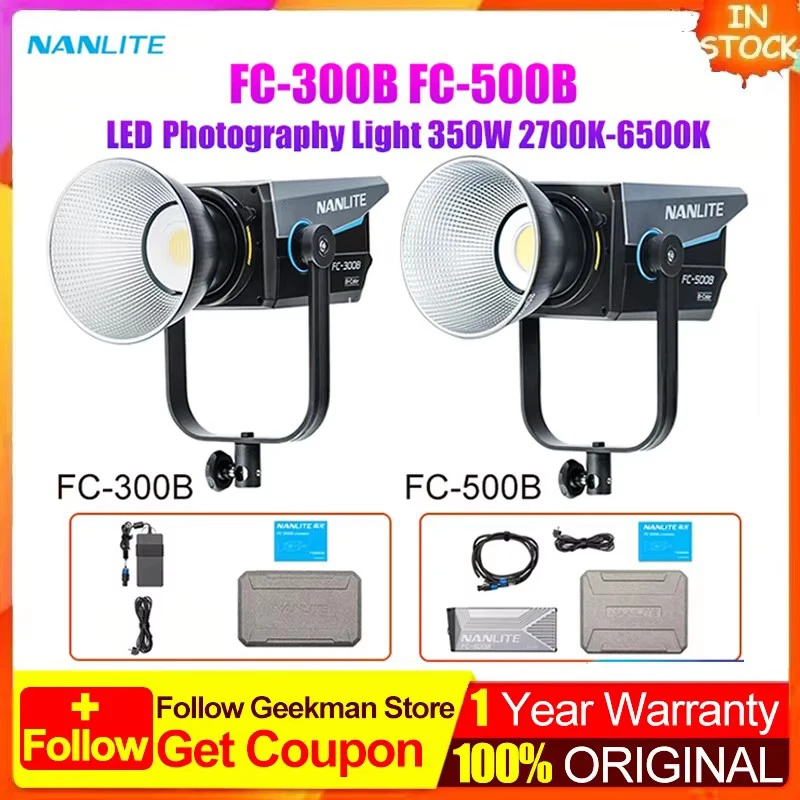 Nanguang Nanlite FC-500B FC-300B LED Photografia LIGHT 350W 2700K-6500K Vonkajšia monolight COB Lighting Flash Strobe Lamp