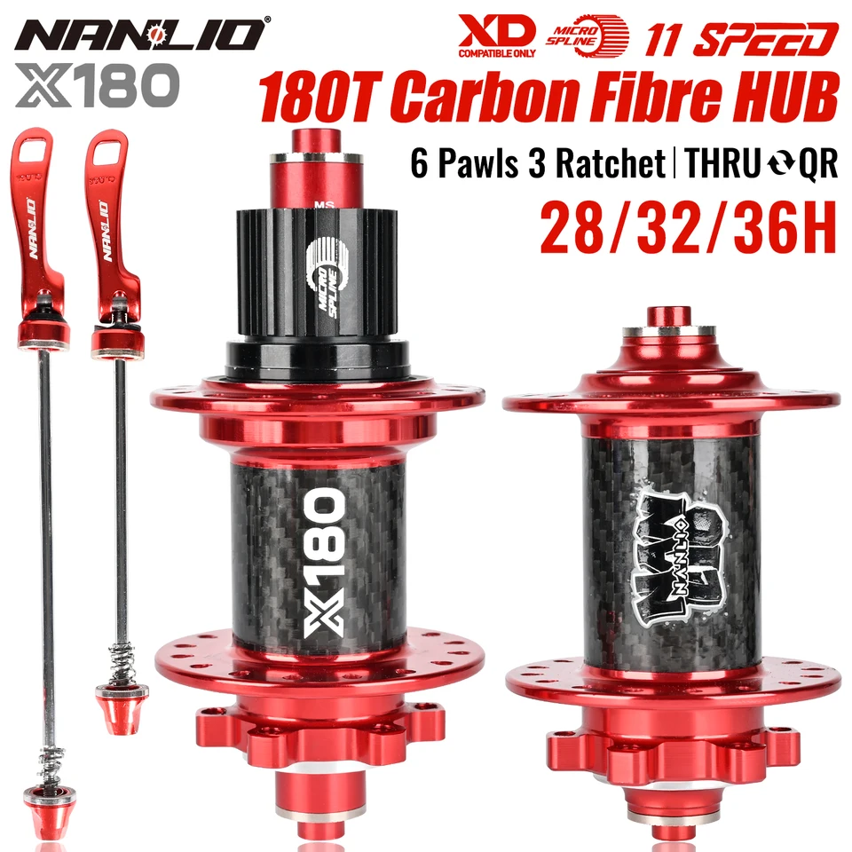 Nanlio x180 Horské bicykle uhlíkových vlákien - 180 zvukov, 6 bawls, 180 zubov, 28/32 dier, 8-11 rýchlosť, časti bicyklov