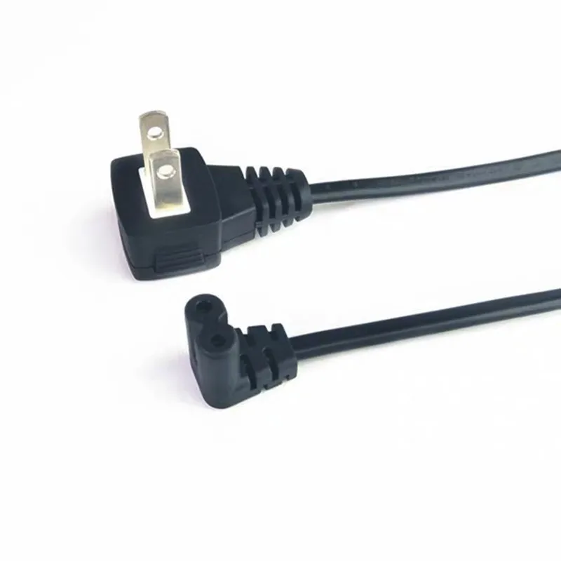 Napájací kábel IEC 320 C7 až US 2pin pre Samsung TCL TV, C7 Pravá šuva 90 stupňov na 2pinový predlžovací kábel, 0,5 m/1 m/2m
