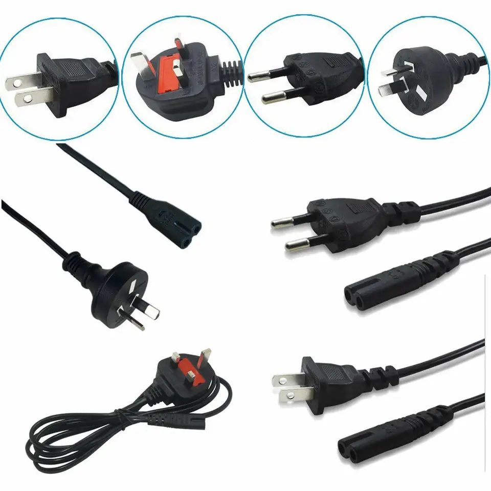 Napájací kábel prenosného počítača EÚ US AU UK Obrázok 8 Kábel IEC C7 Euro Power Cable pre Dell LG Asus Samsung Notebook TV TLAČ Xbox One X