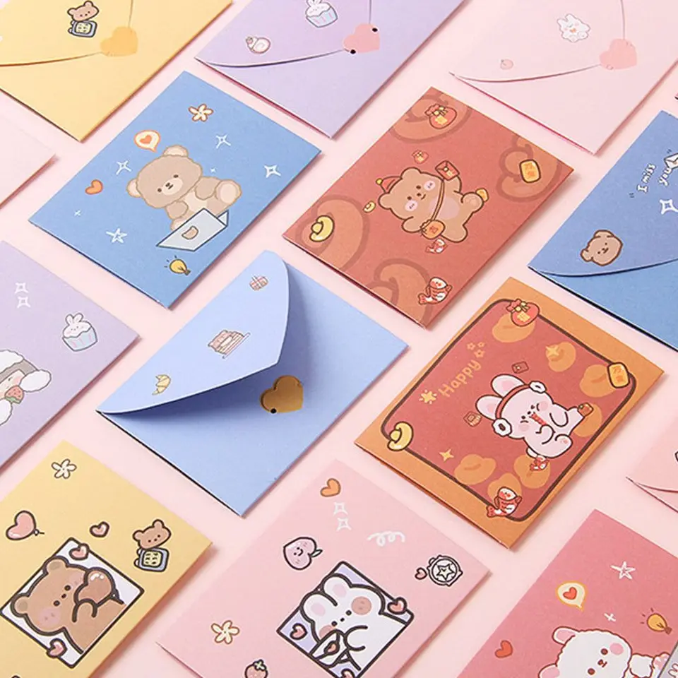 Narodeninová karta roztomilý karikatúra Bear Rabbit Greating Card Nový rok požehnanie ďakujem Letter Peter Patterner Darčeková dekorácia