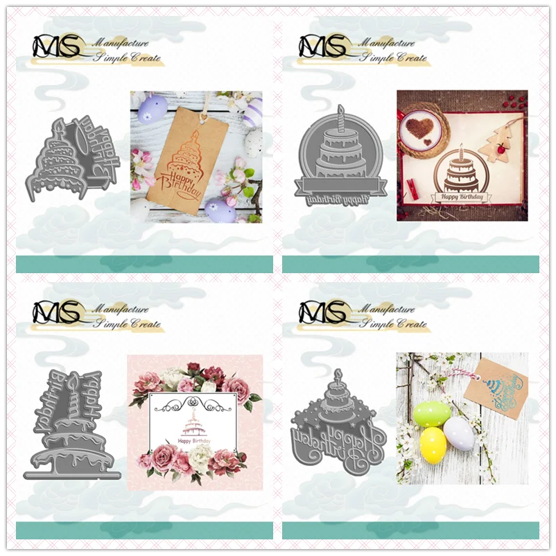 Narodeniny horúca fólia Happy Cake Party pre scrapbookingové rámy Card Craft Vianoc