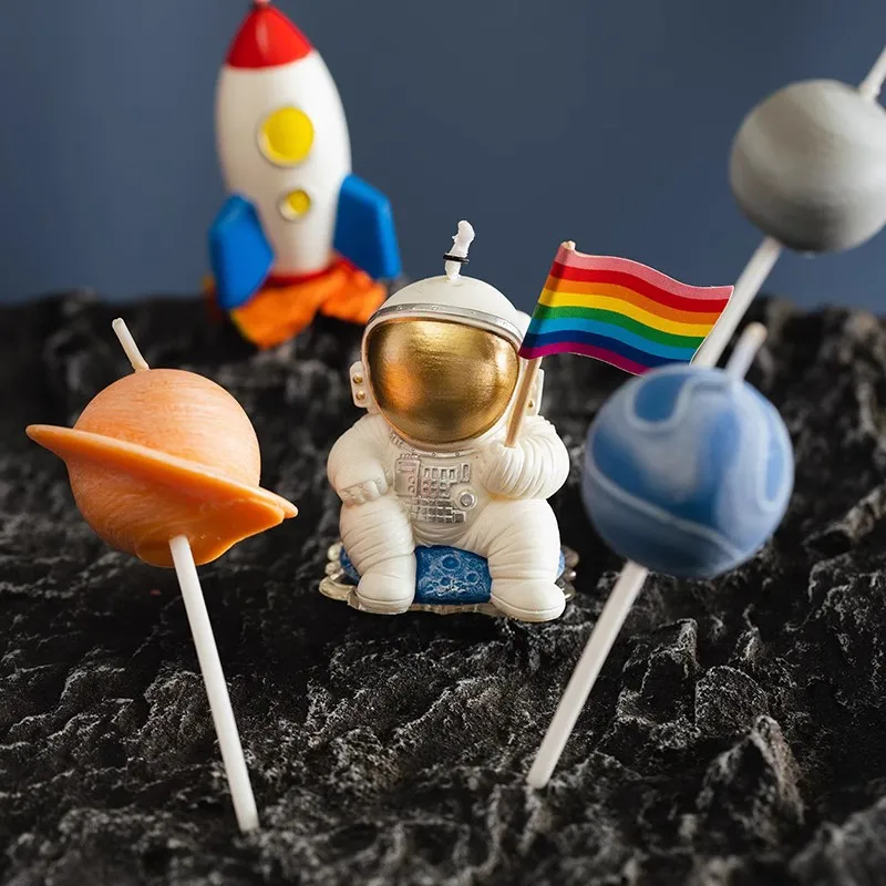 Narodeniny sviečky pečie koláč dekorácie vesmírny priestor astronauut sviečka ozdoba planéta Cosmic Rocket Kids narodeninové oslavy dekor
