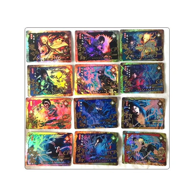 Naruto CP Series Uchiha Madara Sasuke Kakashi Anime Characs Bronzing Game Collection Flash Card Cartoon Hračky vianočný darček
