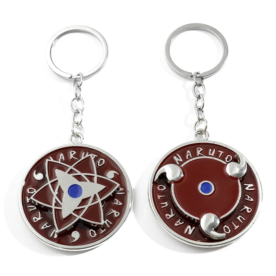 Naruto Shareingan Zaujímavé otáčateľné prívesky Keyrings kreativita smalt Keychain pre mužov batohové doplnky darčeky pre fanúšikov