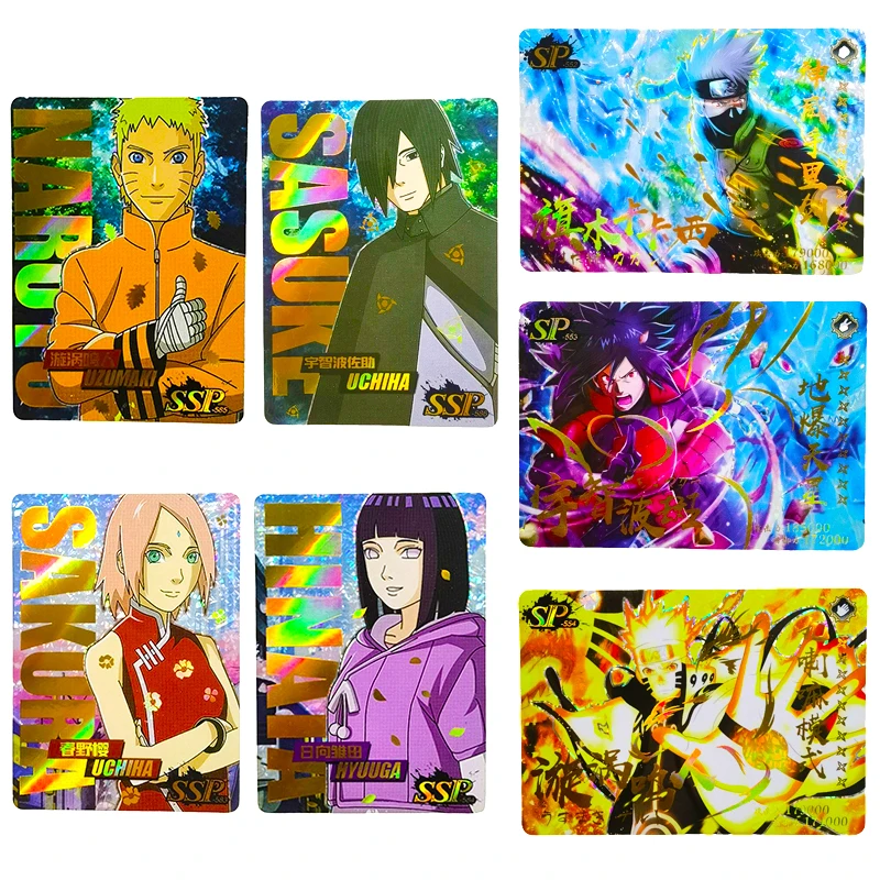 Naruto SSP Series Rare Game Collection Flash Card Uchiha Sasuke Hatake Kakashi Anime Postavy Cartoon Toy Card vianočný darček