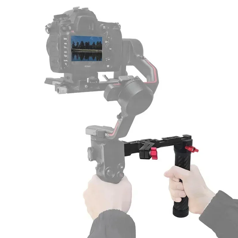 Nastaviteľná rukoväť z uhlíkových vlákien pre rukoväť DJI RS4 Pro/RS3RSC2 Bočné popruh rukoväte držiak na studenú topánku