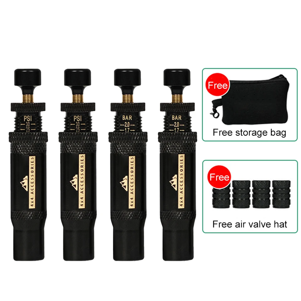 Nastaviteľná súprava ventilového ventilu v pneumatike automatického zastavenia (10-30 PSI) 4 PCS Škrubená pneumatika Vzduch dole pre vozidlá Offroad 4x4