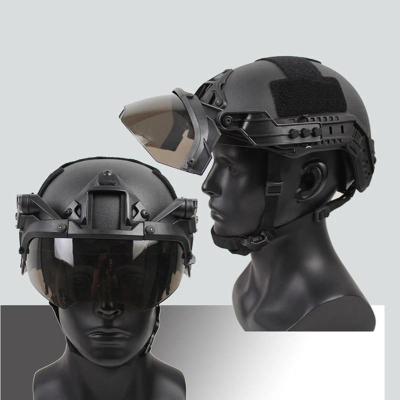 Nastaviteľná taktická prilba Flip Goggles Airsoft Paintball Fast Helma Windproof Anti Fog CS Wargame Goggles