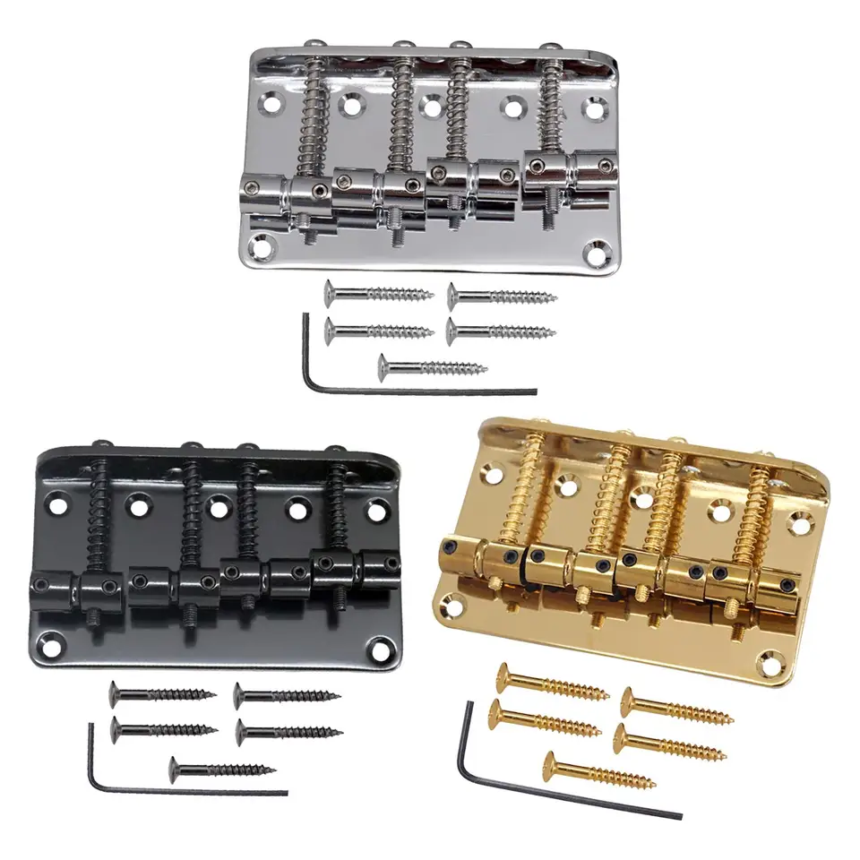 Nastaviteľné 4 struny Bass Bridge Tailpiece so skrutkami elektrické boxové doskové prístrojové príslušenstvo Bass Bridge pre gitaru
