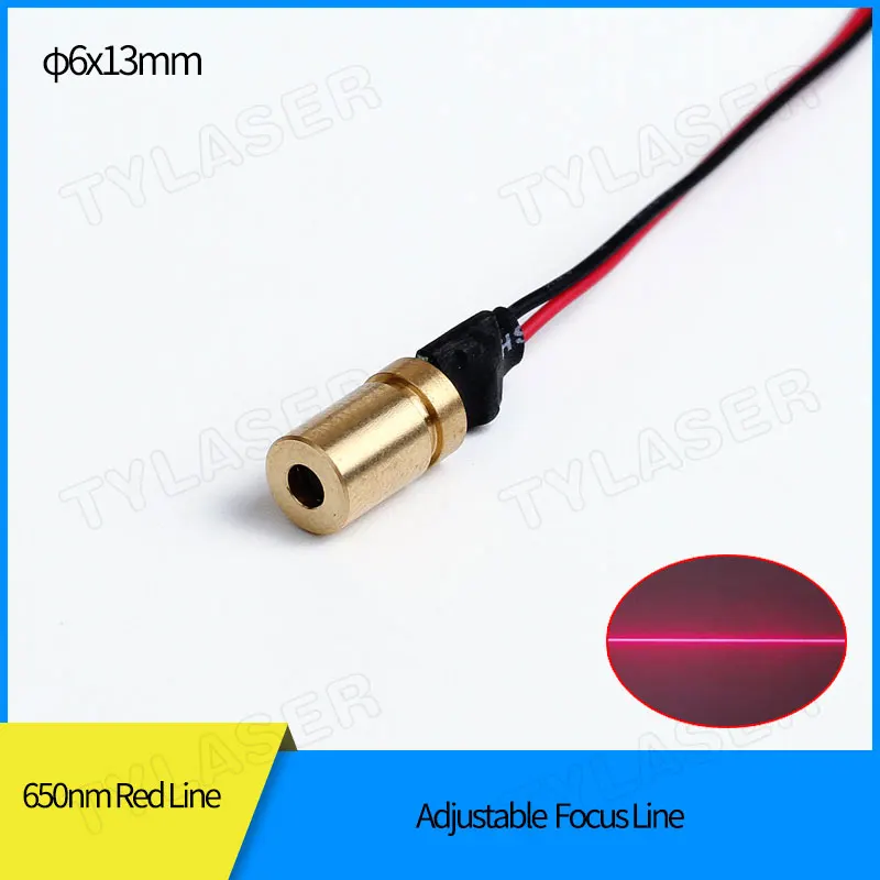 Nastaviteľné zaostrenie D6x13mm 650nm 1MW 5MW Červená čiara dióda meďna zaostrená profesionálny laserový modul kovový laser