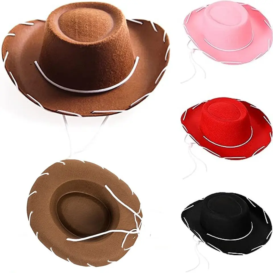 Nastaviteľné západné veľké eavs kovboj klobúk Kids cosplay kostýmy rekvizít jazzový klobúk plsť klobúk princezná klobúk cowgirl klobúk