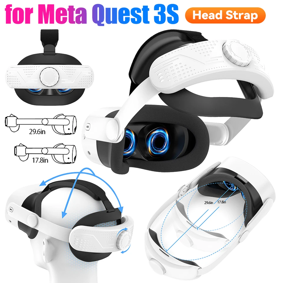 Nastaviteľný popruh hlavy vylepšená podpora a náhradný remienok na výmenu hlavy Znížte čelenku tlaku pre okuliare Meta Quest 3s VR