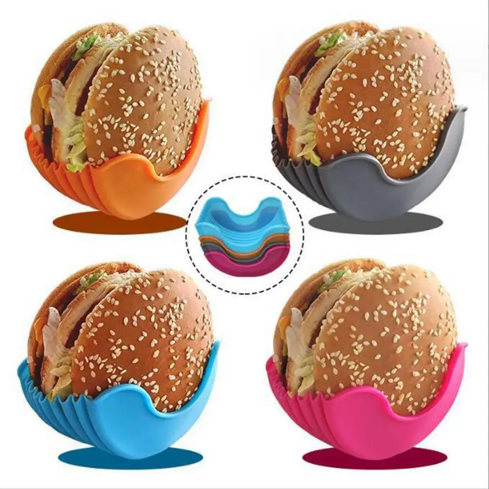 Nastaviteľný stojan na podporu potravín Silikónový hamburgerový stojan Silikónový stojan na zatiahnuteľný hamburger set bez dotyku Opätovne použiteľný hamburger