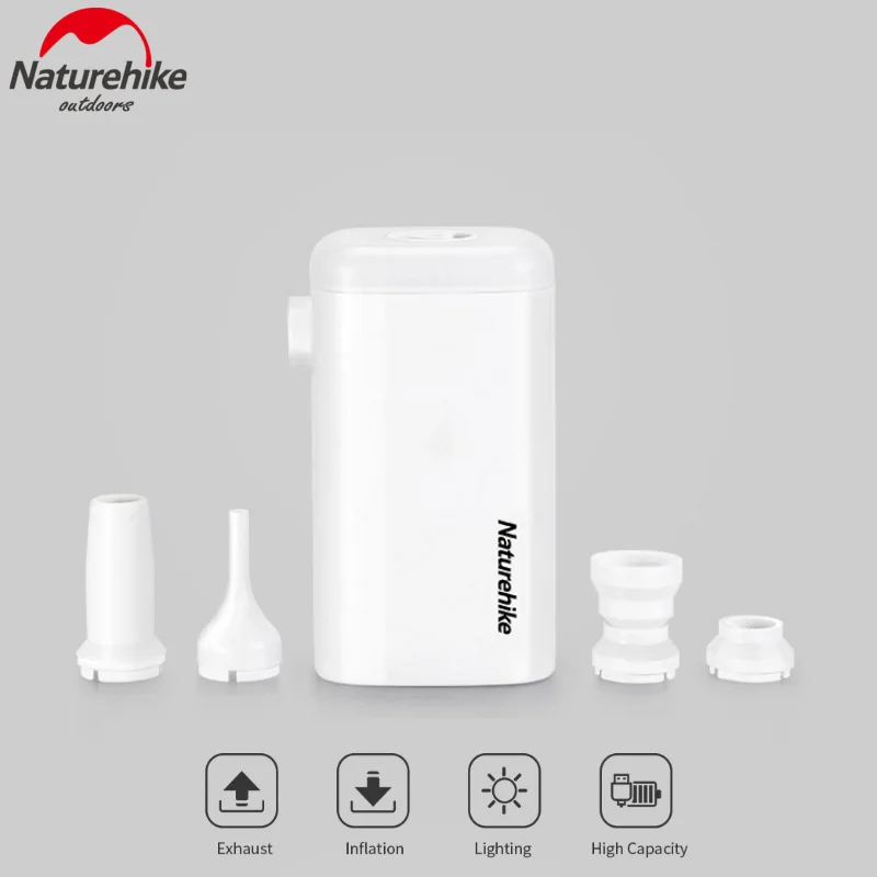 Naturehike 3 in 1 Vzduchové čerpadlo pre nafukovacie rohož postele pohovka nabíjanie nabíjanie pokladu osvetlenie vonkajšie prenosné nafukovacie čerpadlo