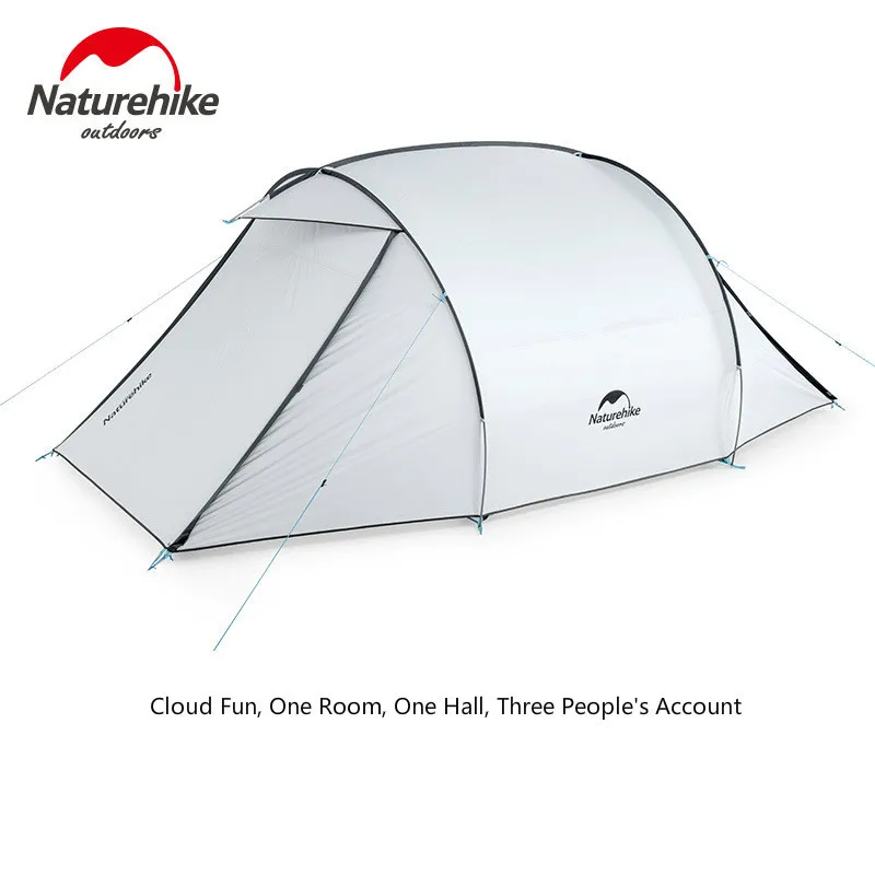 Naturehike Cloud Fun 3 osoby kemping vonku vonku strieborný krém na slnečný krém a dažďový stan