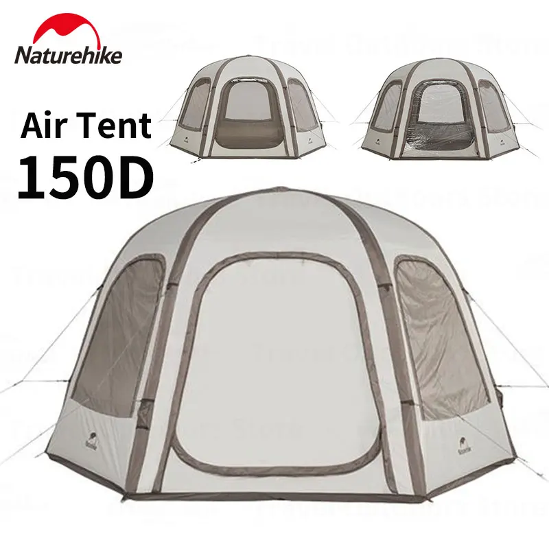 Naturehike hexagonálny nafukovací stan vonkajší kemping stan Cestovanie 6-8 osoby 150D polyesterové vzduchové stanice UPF50+ plážový vodotesný