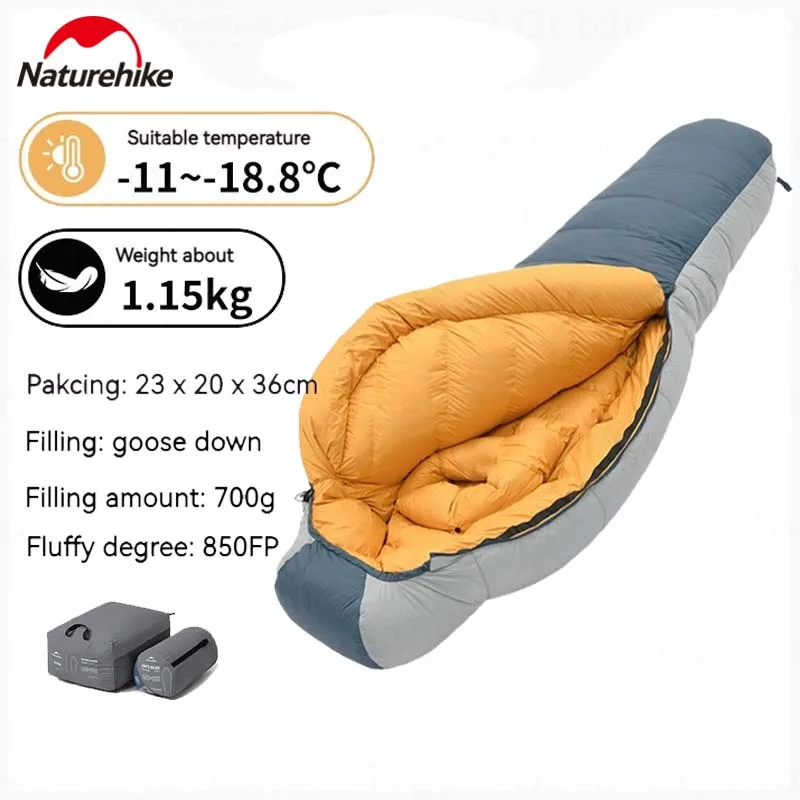 Naturehike J Séria husa dole spacák Ultralight Winter 850FP Super teplý spacák Múmie