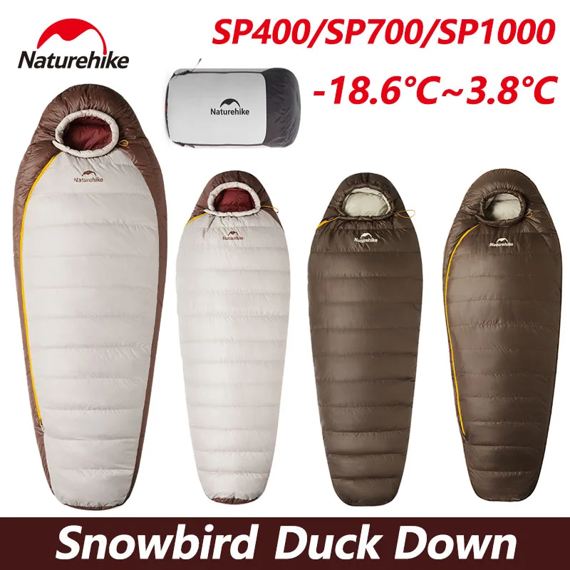 Naturehike Snowbird Duck Down Spacím vrecko Mummy 650fp Ultragight Outdoor Camping Zhruba teplá zima Dospelá spacák-20 ° C