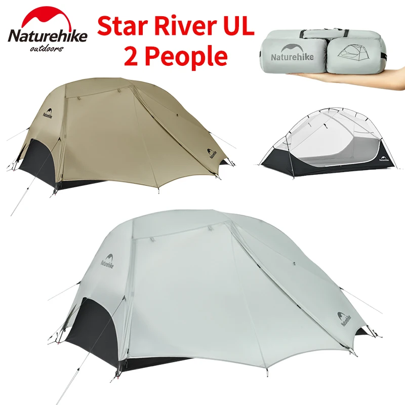 Naturehike Star River Ul 2 ľudí stan 15d nylon dvojvrstvová vodotesná turistika vonkajšie kempingové batohové batohovanie tunelového tunela