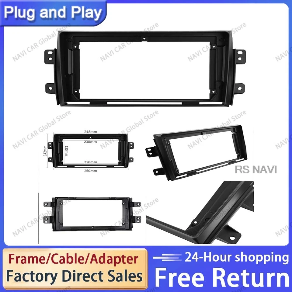 Navi 2 DIN CAR DVD iba snímok zvukového montážneho adaptéra Dash Dash Dash Panel Panel Fear 9 palcov pre Suzuki SX4 2006 - 2014 Fiat Sedici